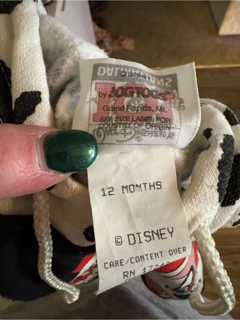 Disney 101 Dalmatians Puppy Ear Hoodie Size 12 Months Vintage 90s